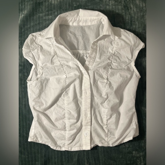 100% cotton v-neck cropped shirt - Picture 3 of 6